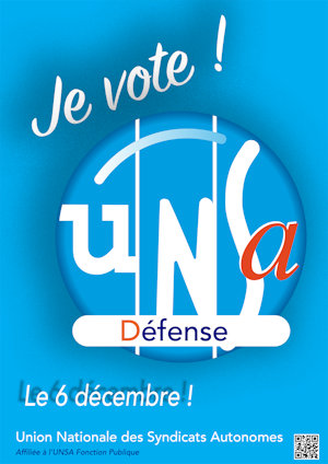Affiche Je Vote Logo Pour UNSA Defense
